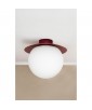 Lampa sufitowa plafon KUUL C burgundowe mocowanie i biała szklana kula UMMO
