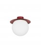 Lampa sufitowa plafon KUUL C burgundowe mocowanie i biała szklana kula UMMO