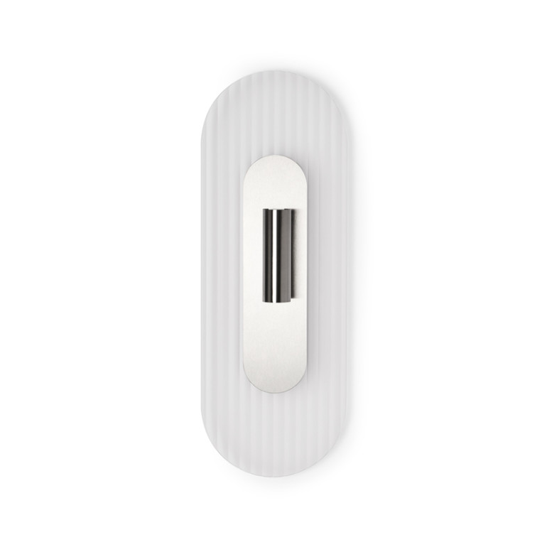 RIFLO W C Steel: applique in acciaio con riflettore orientabile e vetro satinato incolore
